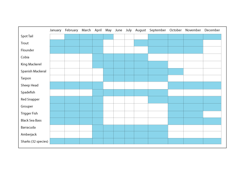 fishing calendar for Hilton Head Island